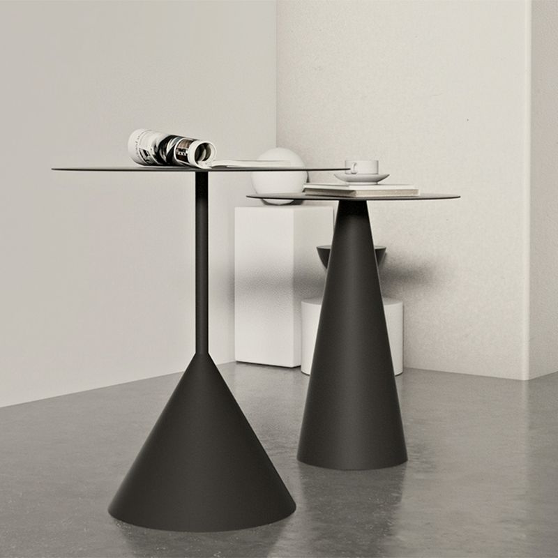Mid-Century Modern Couchtisch mit Sockel aus Metall, runder Cocktailtisch