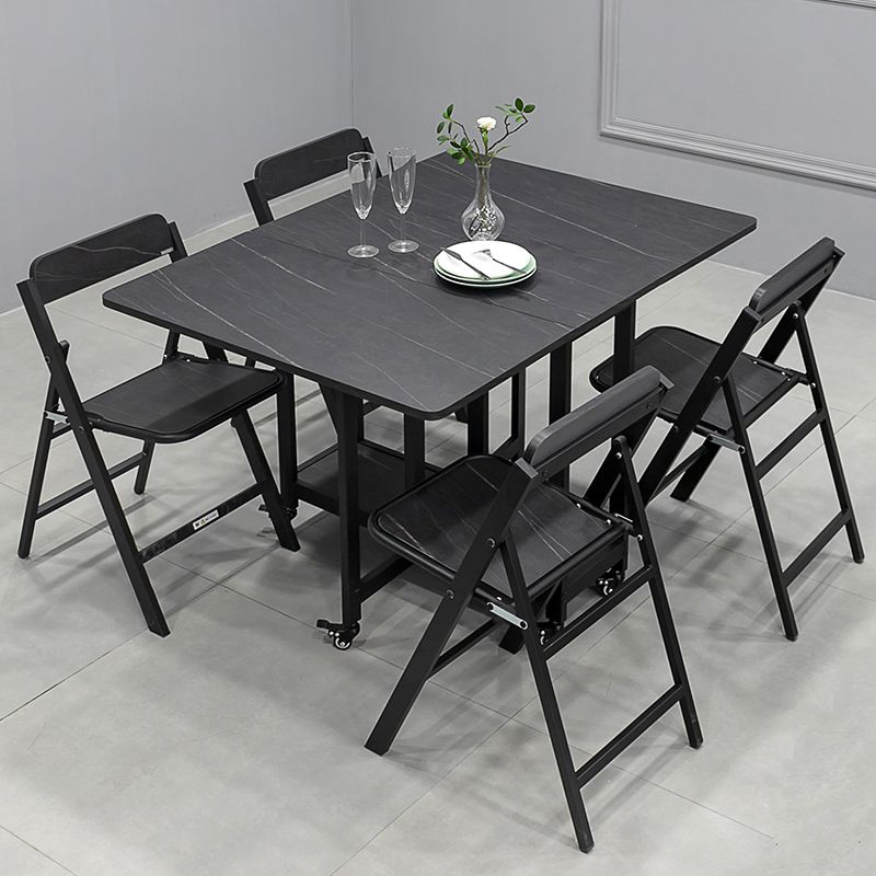 Modern 1/2/5/7 Pieces Foldable Dinette Set Black Wood Dining Table Set for Kitchen Clearhalo 'Dining Room Sets' 'Dining Tables & Seating' 'dining_room_set' 'furn' 'furn_dining_room_set' 'Furniture' 'furniture_dining_room_set' 'Kitchen & Dining Furniture' 1200x1200_d0350692-9029-4441-a4e0-e7e6924f5be9