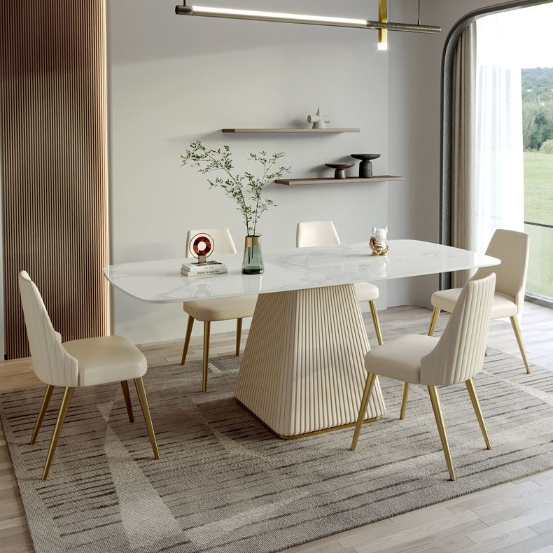 Metal Traditional Luxury Rectangular Dining Table Sintered Stone Table with Pedestal Base Clearhalo ' dining_table' 'Dining Tables & Seating' 'Dining Tables' 'furn' 'furn_dining_table' 'Furniture' 'furniture_dining_table' 'Kitchen & Dining Furniture' 'kitchen&dining_furn' 'kitchen' 'kitchen_dining_table' 1200x1200_d0387636-d37d-4b6d-8817-2bba32df21e4