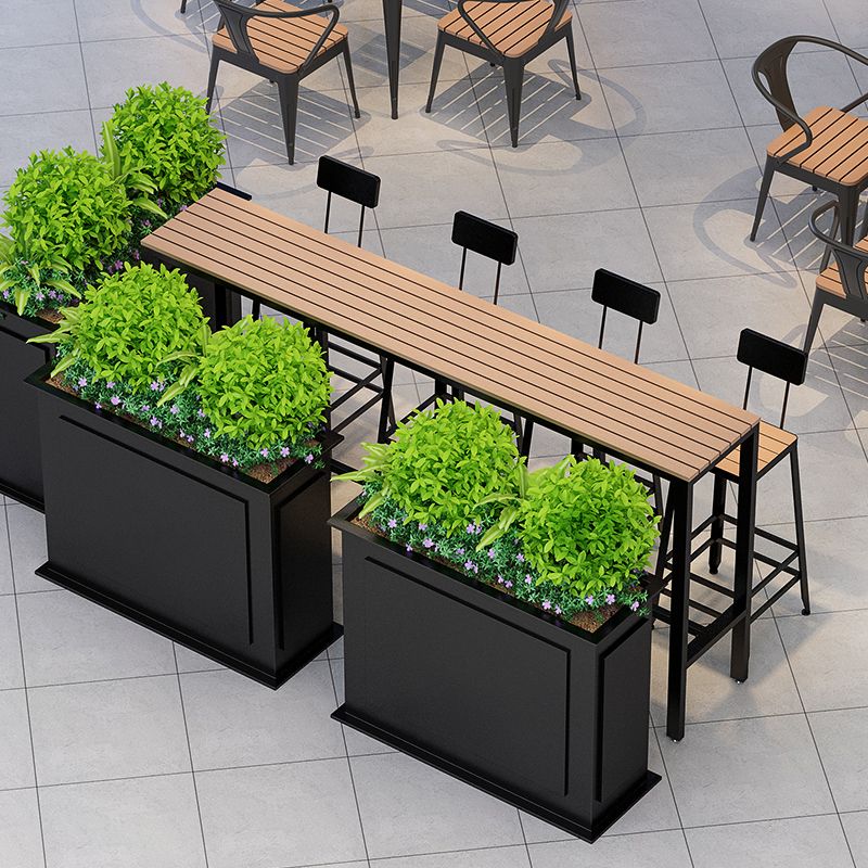 Wood Bar Dining Table Modern Rectangle Bar Table with Trestle Pedestal for Cafe Balcony Clearhalo 'Bar Furniture' 'Bar Tables' 'bar_tables' 'furn' 'furn_bar_tables' 'Furniture' 'Kitchen & Dining Furniture' 1200x1200_d038dcfe-ebb6-4766-b51c-18f619aa8e46