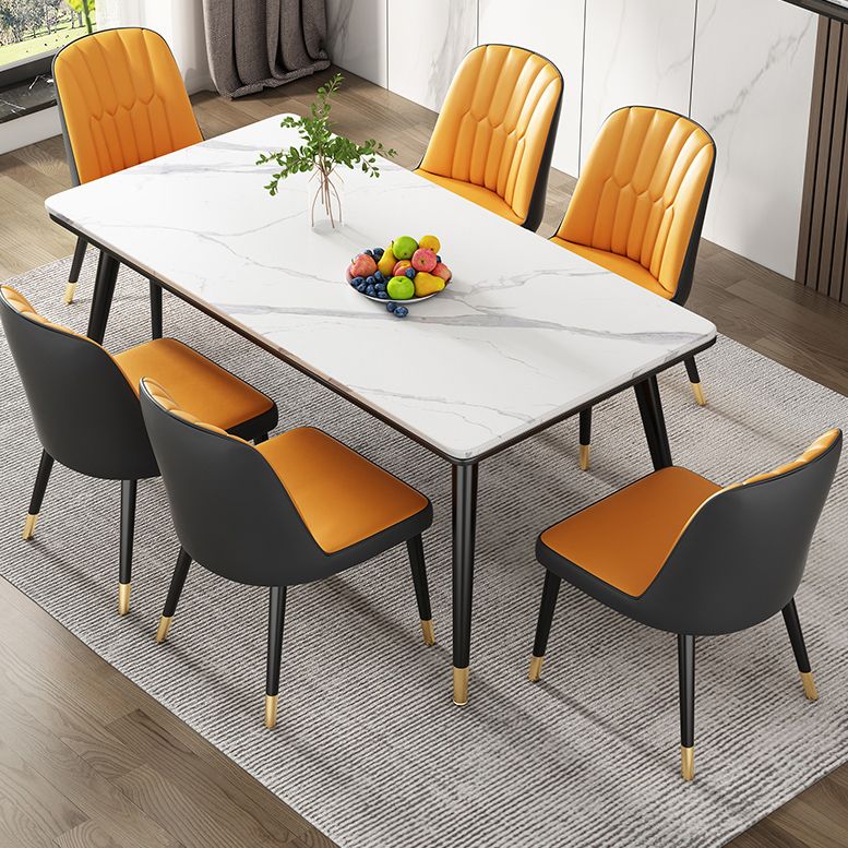 Sintered Stone Dining Table Luxury Style 4 Legs Base Rectangle Table for Home Clearhalo ' dining_table' 'Dining Tables & Seating' 'Dining Tables' 'furn' 'furn_dining_table' 'Furniture' 'furniture_dining_table' 'Kitchen & Dining Furniture' 'kitchen&dining_furn' 'kitchen' 'kitchen_dining_table' 1200x1200_d0397acb-7f86-4a2f-8bc9-53ba8fd7b97e