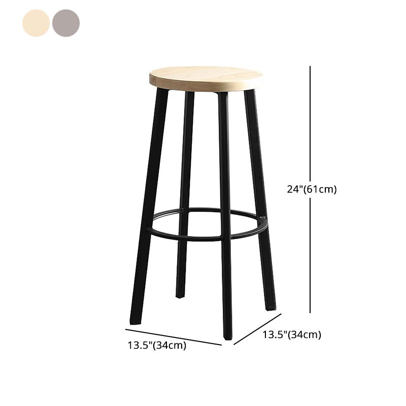 Modern Minimalist Bar And Counter Stool Wrought Iron Solid Wood Cafe Bar Stool,Set of 4 Clearhalo 'Bar Furniture' 'Bar Stools' 'bar_stools' 'furn' 'furn_bar_stools' 'furniture_bar_stools' 'Kitchen & Dining Furniture' 'kitchen&dining_furn' 'kitchen' 'kitchen_furn' Furniture' 1200x1200_d03a9fa7-d56a-4518-9f18-efd762154fdf