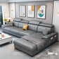 Scandinavian Faux Leather Sectional/sofa with Pillow Top Arm