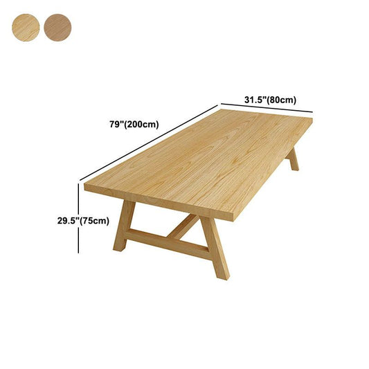 Mesa de madera maciza rectangular moderna Mesa de comedor de altura estándar con base de caballete