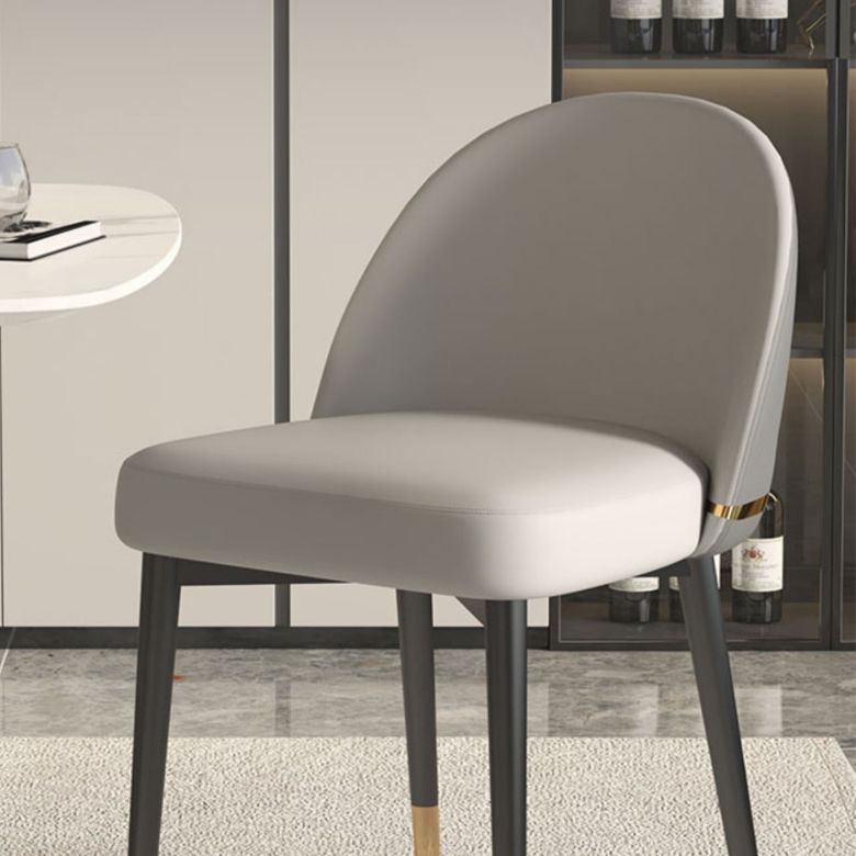 Nordic Kitchen Dining Chairs Faux Leather Parsons Armless Chair