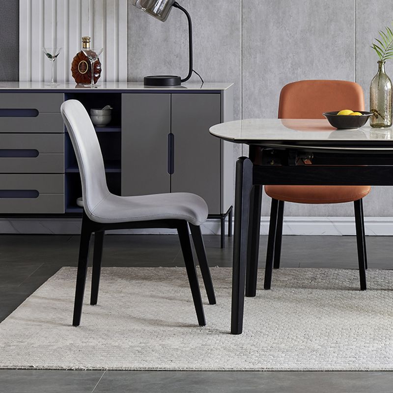 Minimalist Design PU Leather Dining Chairs Solid Back Chair with Wooden Legs Clearhalo 'Dining Chairs' 'Dining Tables & Seating' 'dining_chair' 'furn' 'furn_dining_chair' 'Furniture' 'furniture_dining_chair' 'Kitchen & Dining Furniture' 1200x1200_d040fe97-48e8-48c2-96fb-29bfe9aa6f23