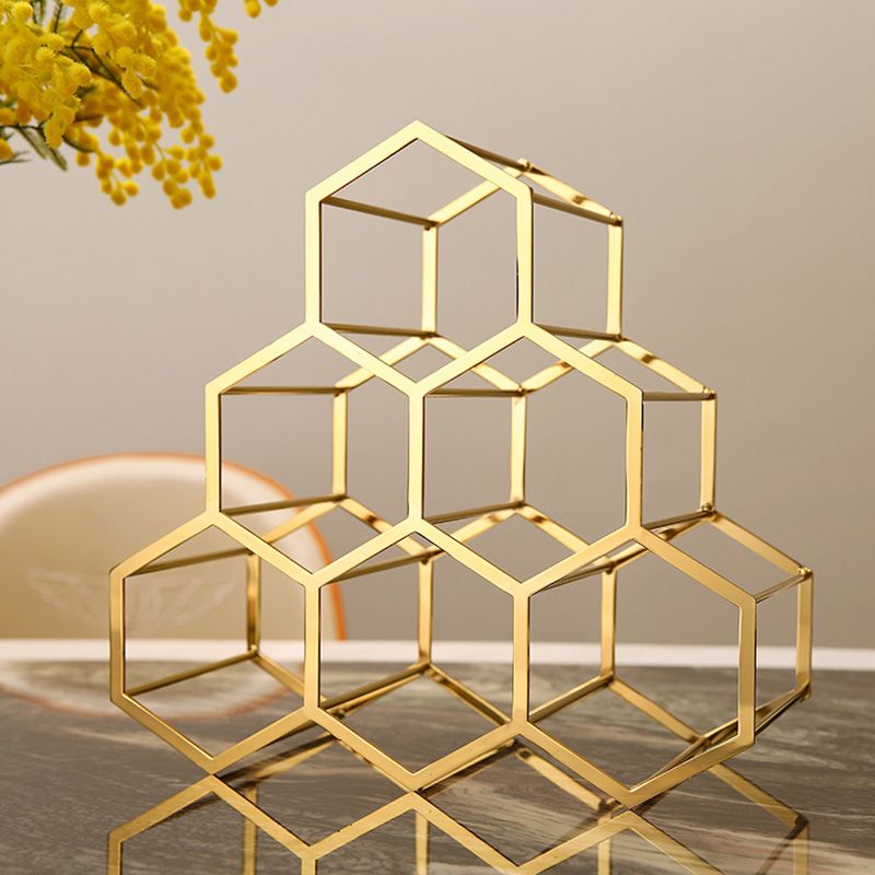 Metal Countertop Wine Glass Rack Modern Stackable Wine Bottle Holder in Gold Clearhalo 'furn' 'furn_wine_racks' 'Furniture' 'Kitchen & Dining Furniture' 'Wine Racks' 'wine_racks' 1200x1200_d0411580-1103-4b5f-879f-f2f83cb384f3
