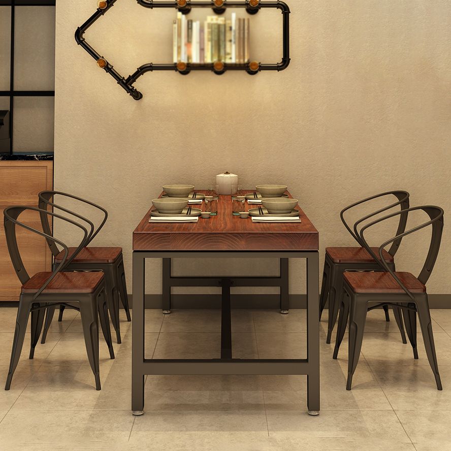 Industrial Rectangle Dining Room Table Pine Solid Wood Table with Black Trestle Base for Home Use Clearhalo ' dining_table' 'Dining Tables & Seating' 'Dining Tables' 'furn' 'furn_dining_table' 'Furniture' 'furniture_dining_table' 'Kitchen & Dining Furniture' 'kitchen&dining_furn' 'kitchen' 'kitchen_dining_table' 1200x1200_d04143ec-cb8e-4b5d-b429-6c64fe42b9c6