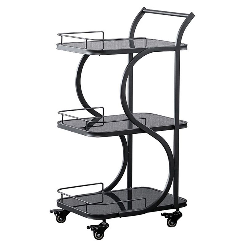 33.46" High Contemporary Prep Table Rolling Metal Prep Table for Home