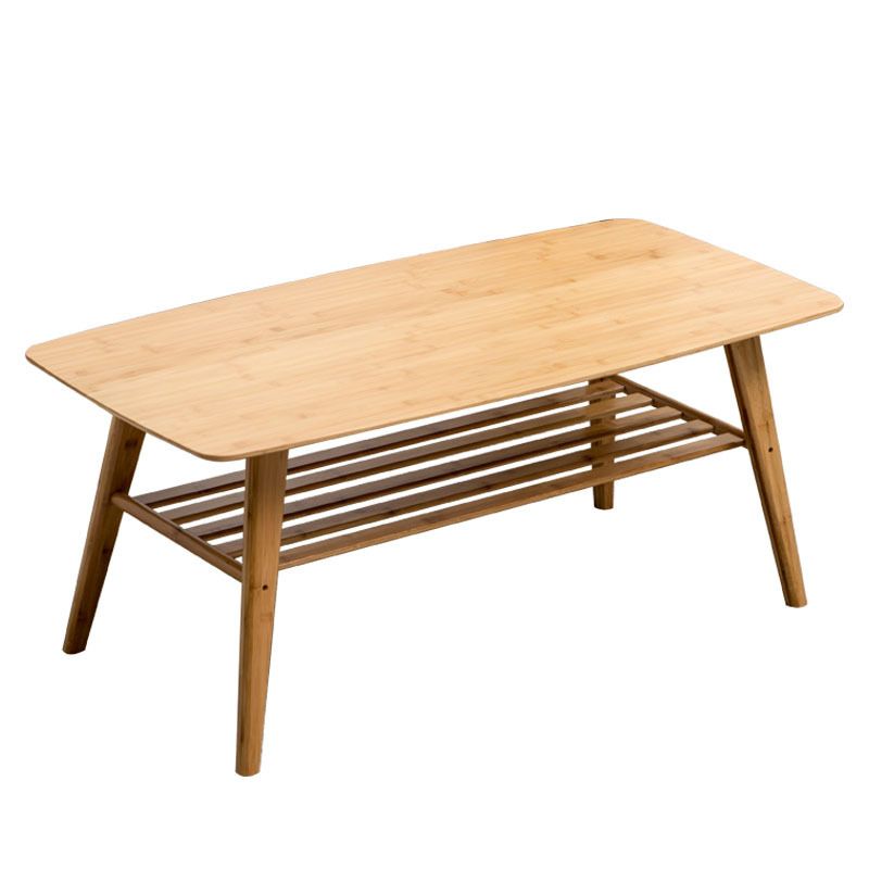 Modern Bamboo Wood/walnut Ribbon Storage Space Rectangular Coffee Table Clearhalo 'Coffee & Accent Tables' 'Coffee Tables' 'coffee_tables' 'furn' 'furn_coffee_tables' 'Furniture' 'furniture_coffee_tables' 'Living Room Furniture' 1200x1200_d04295b7-4a0b-4a7c-86df-96ac964ce7ba