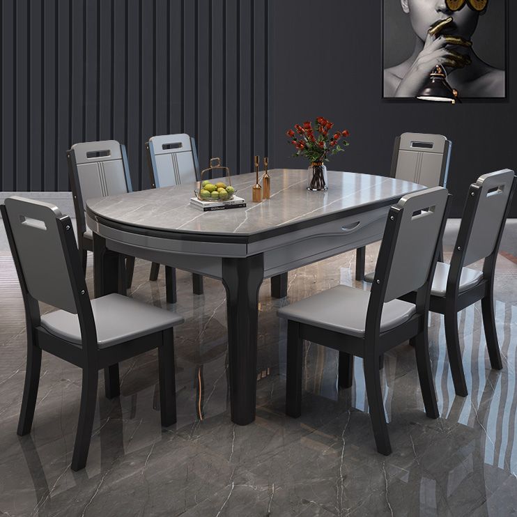 Modern Scalable Stone Dining Table 4 Legs Table for Dining Room Clearhalo 'Dining Tables & Seating' 'Dining Tables' 'dining_table' 'furn' 'furn_dining_table' 'Furniture' 'Kitchen & Dining Furniture' 1200x1200_d0432291-ec08-48ac-b149-790e6283421a