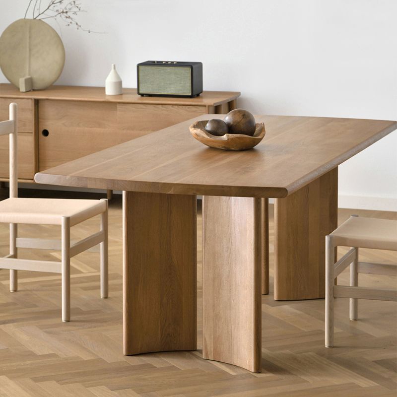 Mesa de comedor de madera rectangular Mesa de ceniza moderna en la naturaleza con 4 patas