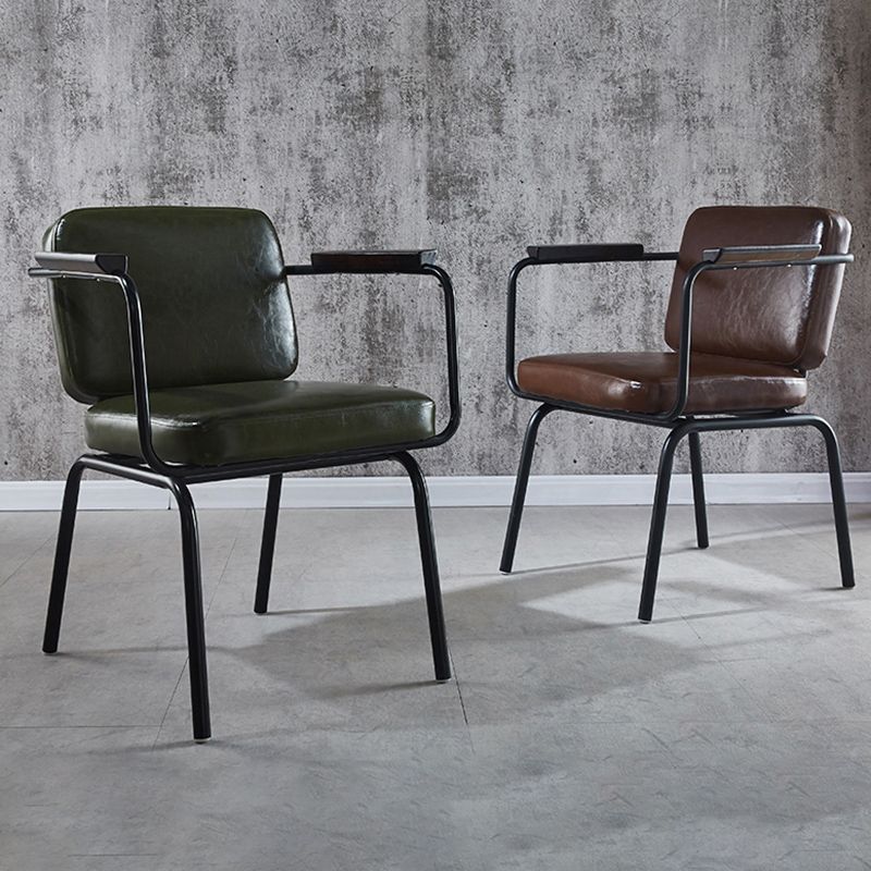 Modern Industrial Style Leather Solid Back Side Chair 31"H Dining Chair for Restaurant Bedroom Clearhalo ' kitchen&dining_furn' 'Dining Chairs' 'Dining Tables & Seating' 'dining_chair' 'furn' 'furn_dining_chair' 'Furniture' 'furniture_dining_chair' 'Kitchen & Dining Furniture' 'kitchen' 1200x1200_d044a7b7-f846-4857-978a-4662ad9fb444