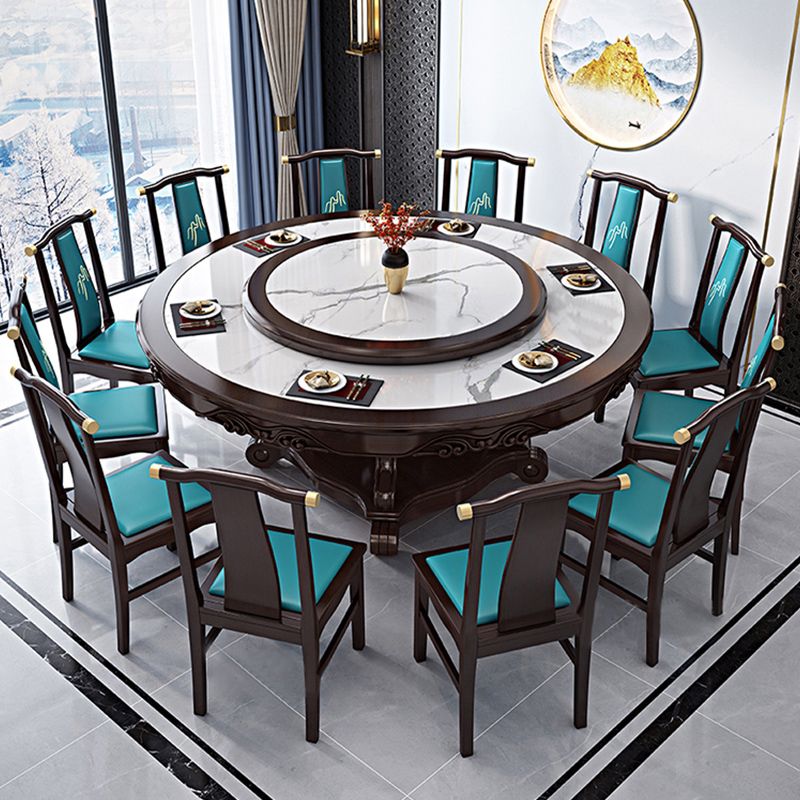 Stone Dining Table Round Dinner Table with Rubberwood Base for Dining Room Clearhalo 'Dining Tables & Seating' 'Dining Tables' 'dining_table' 'furn' 'furn_dining_table' 'Furniture' 'Kitchen & Dining Furniture' 1200x1200_d0467234-d196-4244-89a4-5193ea9435ef