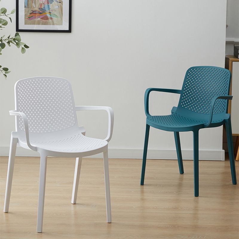 Contemporary Style Plastic Dining Arm Chairs Solid Back Stackable Chairs Clearhalo ' kitchen&dining_furn' 'Dining Chairs' 'Dining Tables & Seating' 'dining_chair' 'furn' 'furn_dining_chair' 'Furniture' 'furniture_dining_chair' 'Kitchen & Dining Furniture' 'kitchen' 1200x1200_d047b35f-29cb-4133-8e22-fded00bf7809