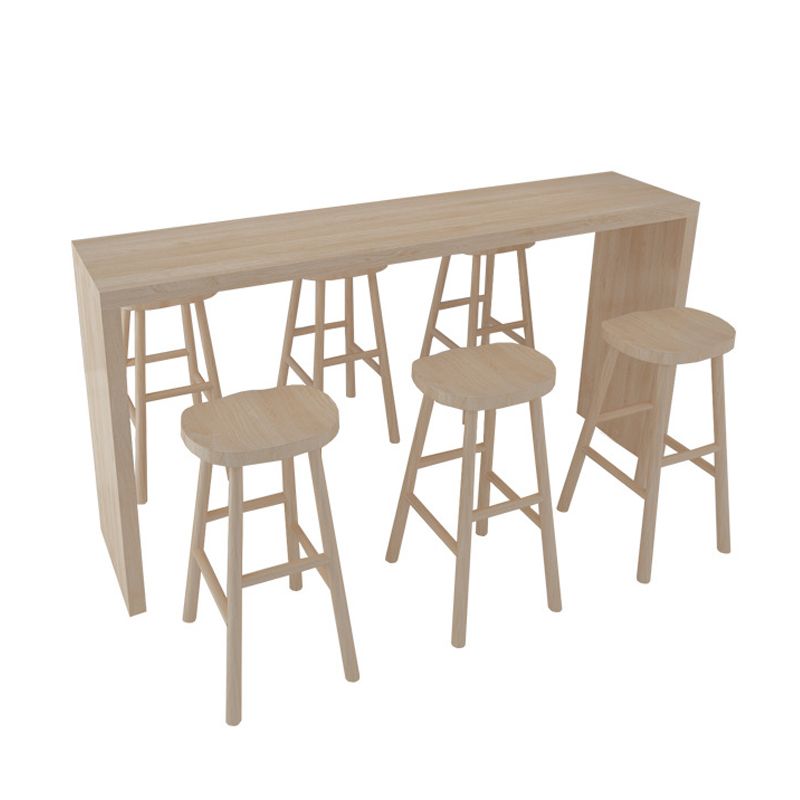 Juego de mesa de Bar rectangular moderna de madera maciza, mesa de mostrador de 1/7 piezas con taburetes sin respaldo