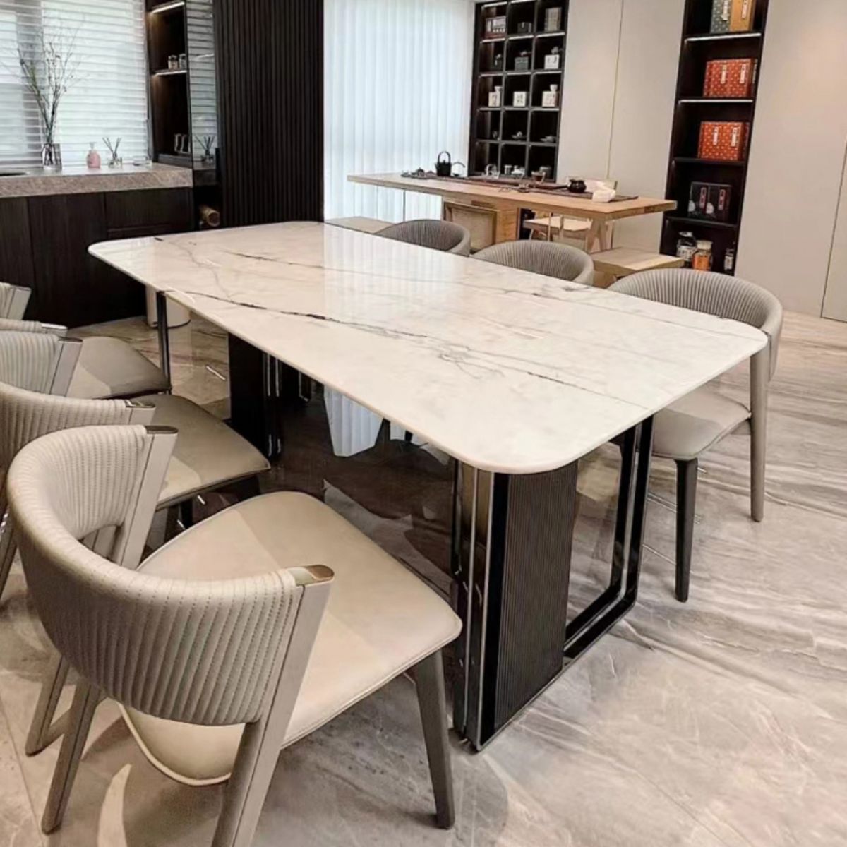 Rectangle Dinner Room Kitchen Table Contemporary Dining Table Clearhalo 'Dining Tables & Seating' 'Dining Tables' 'dining_table' 'furn' 'furn_dining_table' 'Furniture' 'Kitchen & Dining Furniture' 1200x1200_d0495d0a-b425-42fe-bcee-ff0529247178
