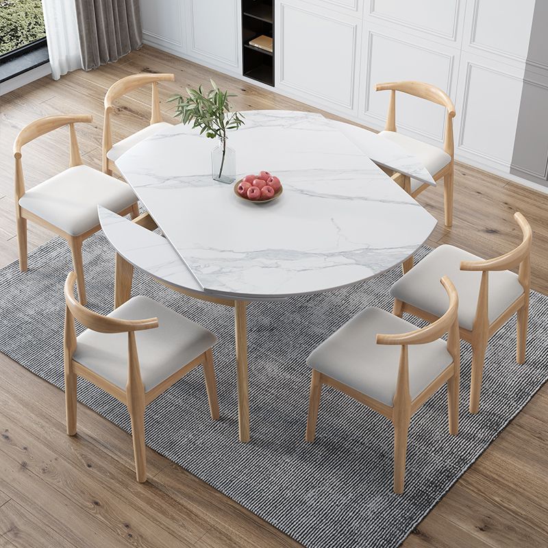 Modern White Round Shape Table Sintered Stone Top Standard Dining Table for Kitchen Clearhalo ' dining_table' 'Dining Tables & Seating' 'Dining Tables' 'furn' 'furn_dining_table' 'Furniture' 'furniture_dining_table' 'Kitchen & Dining Furniture' 'kitchen&dining_furn' 'kitchen' 'kitchen_dining_table' 1200x1200_d0496c7a-98a5-4124-9237-e1b141849674