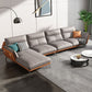 Flared Arm Stain Resistant Sectional Gray Faux Leather with Storage