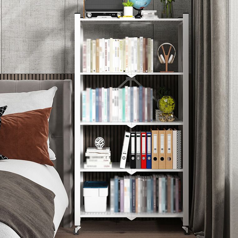 Industrial Folding Etagere Bookshelf Metal Open Bookshelf with Caster Wheels Clearhalo 'Bookcases' 'furn' 'furn_bookcases' 'Furniture' 'furniture_bookcases' 'kitchen' 'kitchen_bookcases' 'Living Room Furniture' 'Office Furniture' 1200x1200_d04c0a5d-e1ec-409e-864b-7ab00c6f796e