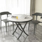 Modern White Foldable Dining Table Wood Tabletop with Metal Legs