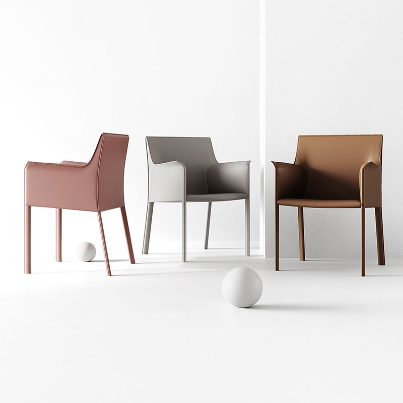 Metal Contemporary Dining Side Chairs Dining Room Solid Back Chair with Arm (Set of 2) Clearhalo ' kitchen&dining_furn' 'Dining Chairs' 'Dining Tables & Seating' 'dining_chair' 'furn' 'furn_dining_chair' 'Furniture' 'furniture_dining_chair' 'Kitchen & Dining Furniture' 'kitchen' 1200x1200_d04e83bd-7e1b-48f2-aece-2d4ca01586b1