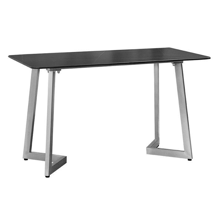 Industrial Dining Table Sintered Stone Dining Table with Black Double Pedestal Clearhalo ' dining_table' 'Dining Tables & Seating' 'Dining Tables' 'furn' 'furn_dining_table' 'Furniture' 'furniture_dining_table' 'Kitchen & Dining Furniture' 'kitchen&dining_furn' 'kitchen' 'kitchen_dining_table' 1200x1200_d0504f78-ad9b-4357-aa88-b0ca320b8f3f