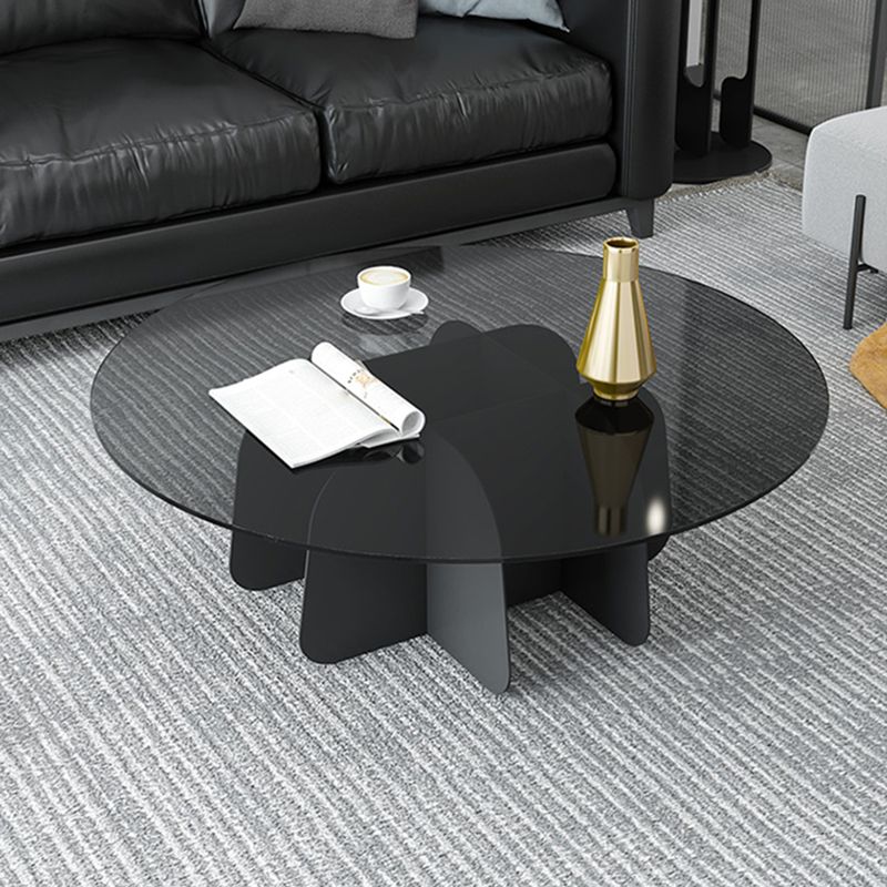 13.7"H Modern Metal Abstract Glass/slate Round Top Coffee Table Clearhalo 'Coffee & Accent Tables' 'Coffee Tables' 'coffee_tables' 'furn' 'furn_coffee_tables' 'Furniture' 'furniture_coffee_tables' 'Living Room Furniture' 1200x1200_d050fc76-d616-4551-b008-587048e39d9b