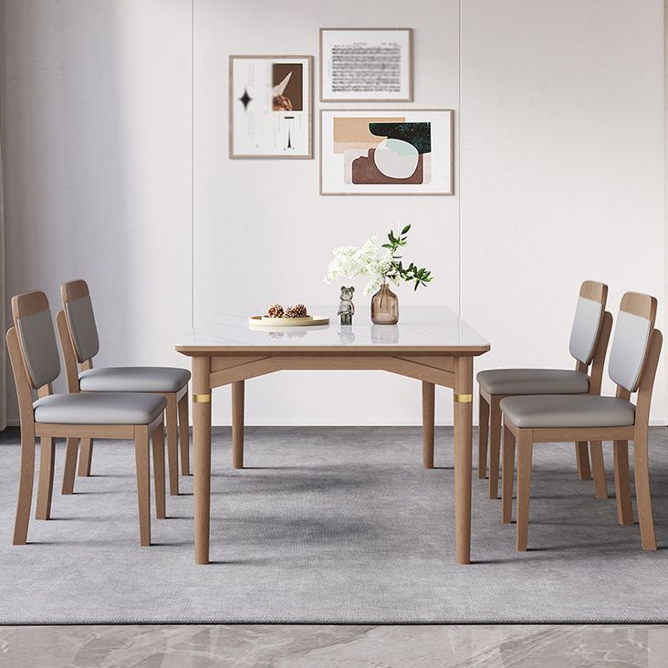 1/4/5/6/7 Pieces Table Furniture Set Sintered Stone Dining Room Set with Wooden Legs Clearhalo 'Dining Room Sets' 'Dining Tables & Seating' 'dining_room_set' 'furn' 'furn_dining_room_set' 'Furniture' 'furniture_dining_room_set' 'Kitchen & Dining Furniture' 1200x1200_d0516961-d34b-49e4-b387-f5677ca3ee9f
