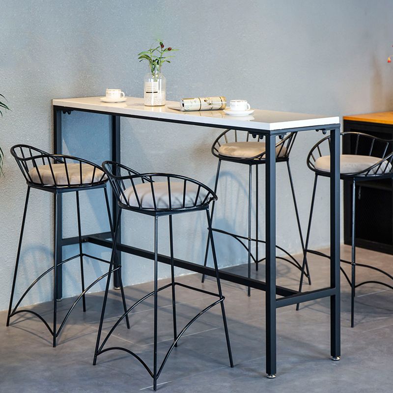 Table de bar de style moderne, bureau de bar de bistro fixe en faux marbre avec repose-pieds
