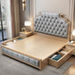 Glam wood Bed Frame Tufted Faux Leather Standard Bed with Headboard Clearhalo 'Bedroom Furniture' 'Beds' 'furn' 'furn_beds' 'Furniture' 1200x1200_d052cee1-008e-414c-8944-a03298ad2627