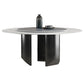 Mesa de comedor moderna con base de pedestal, mesa redonda con base de acero inoxidable
