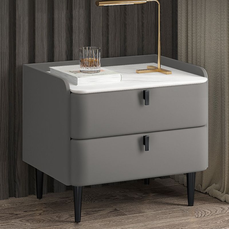 2 cajones Mesa nocturna Mesa de acento moderno .19 "de alto