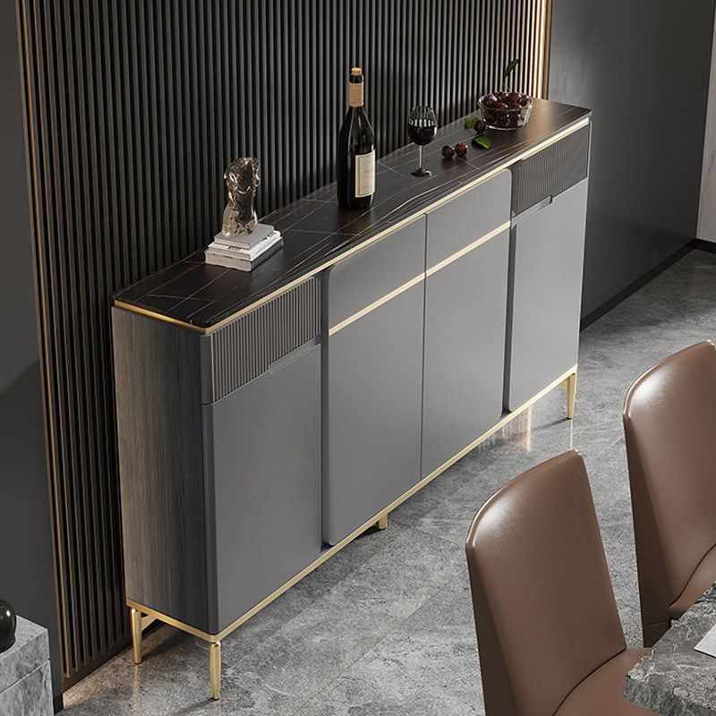 Stone Buffet Table Glam Style Buffet Credenza with Drawers and Cabinets Clearhalo 'buffet_sideboard' 'Buffets & Sideboards' 'furn' 'furn_buffet_sideboard' 'Furniture' 'Kitchen & Dining Furniture' 1200x1200_d05784b2-5986-4322-bb27-9ec43442bda7