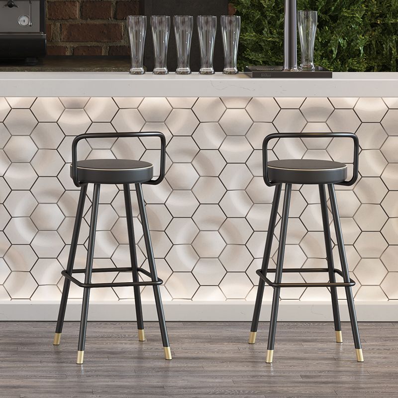 Contemporary Metal Backrest Counter High Stool with Leather Cushion Clearhalo 'Bar Furniture' 'Bar Stools' 'bar_stools' 'furn' 'furn_bar_stools' 'Furniture' 'Kitchen & Dining Furniture' 1200x1200_d058d032-0368-44a2-8455-b987131afb65