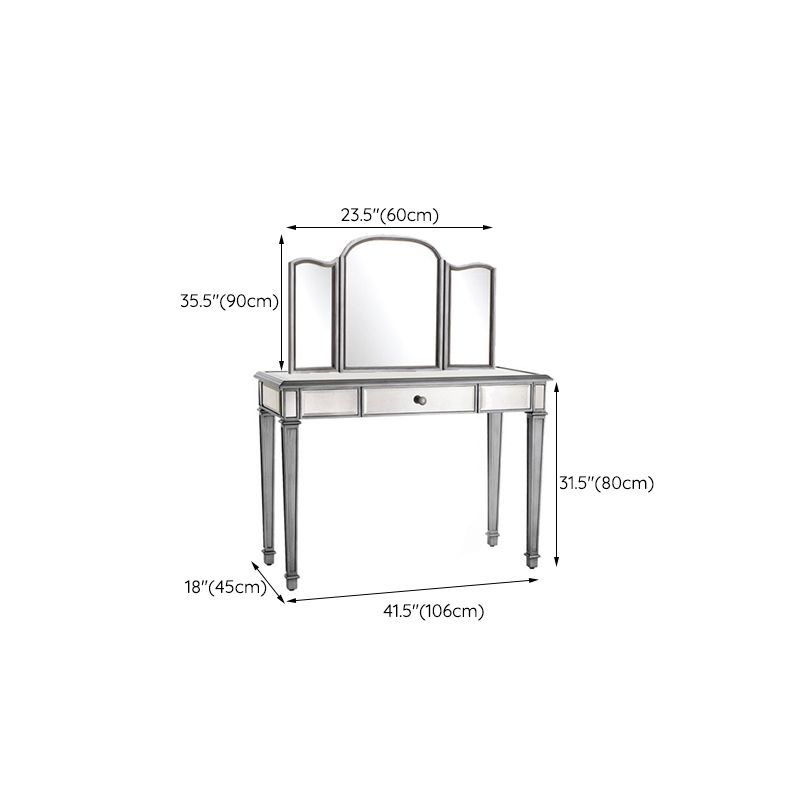 17.71 "3つのストレージ引き出し付きガラスメイクアップ虚栄心を備えた幅のスライバーバニティセット