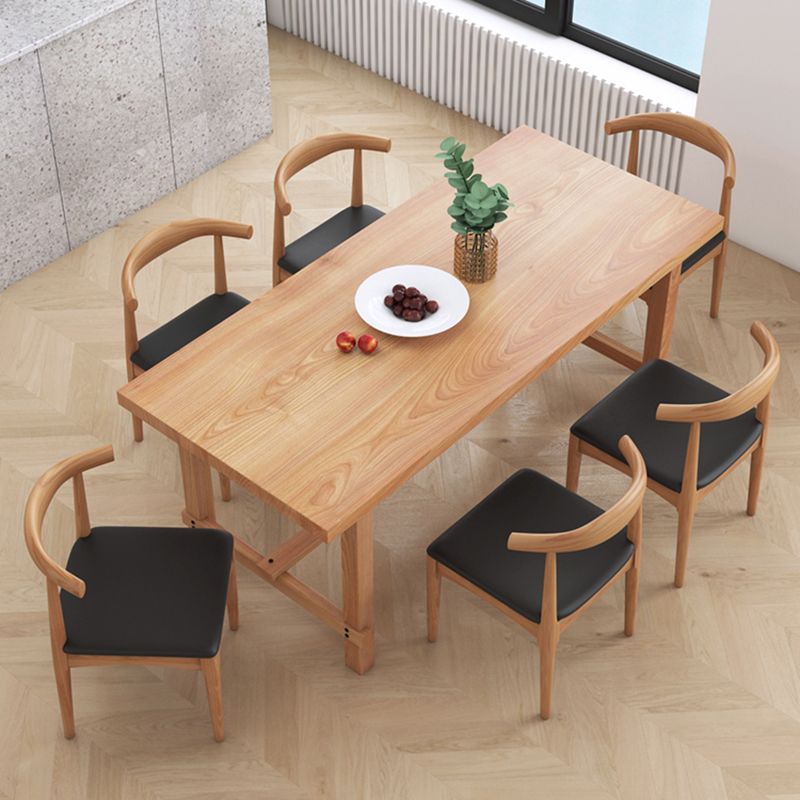 Rectangle Pine Wood Table for Restaurant Modern Dining Table with Trestle Base