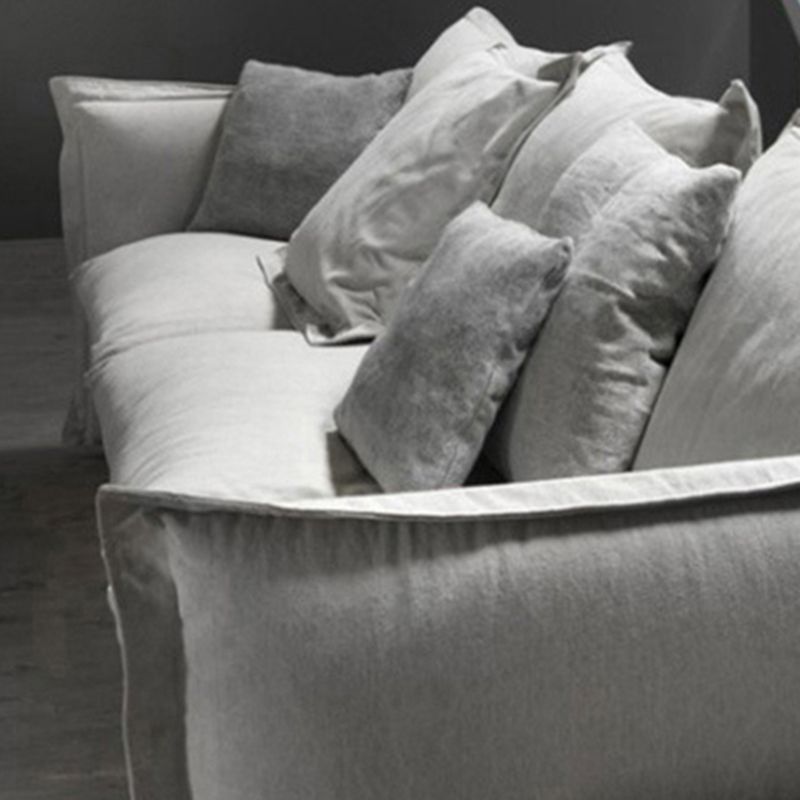 Canapé canapé à bras rond en feuille en lin à 3 places avec 4 oreillers