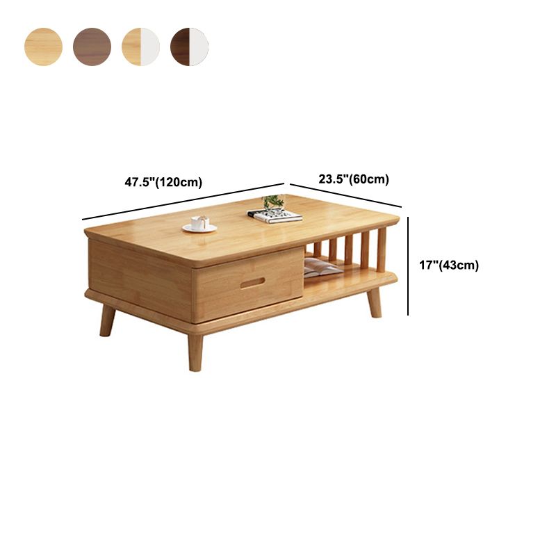 Legno a 4 gambe contemporanei con tavolino rettangolare singolo rettangolare