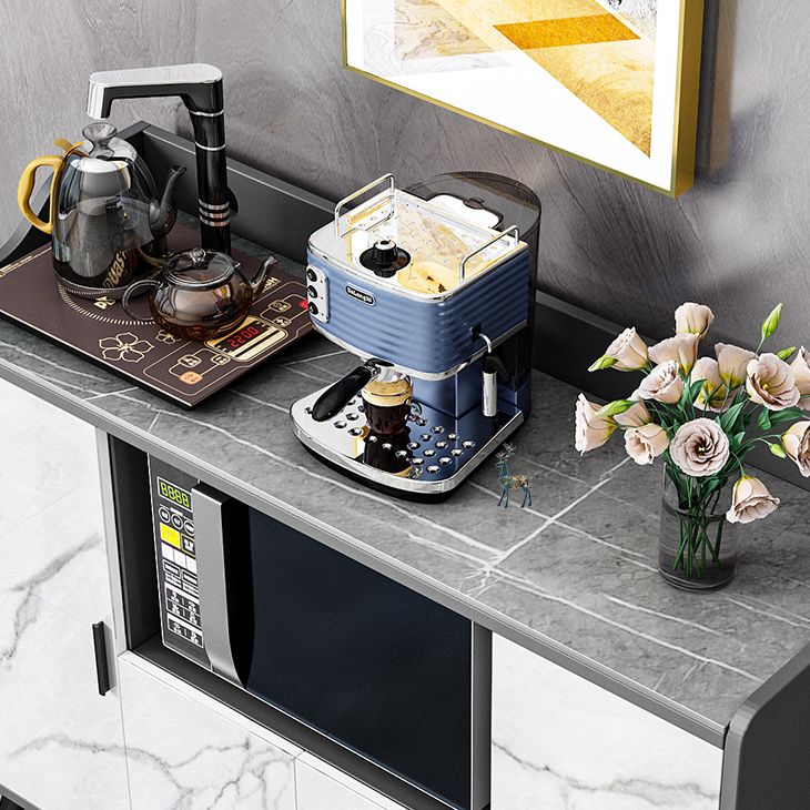 Glam Stone Top Sideboard Modern Indoor Dining Server with Cabinets for Kitchen Clearhalo 'buffet_sideboard' 'Buffets & Sideboards' 'furn' 'furn_buffet_sideboard' 'Furniture' 'Kitchen & Dining Furniture' 1200x1200_d063c555-7e5f-43a5-b03c-7ca11956e948