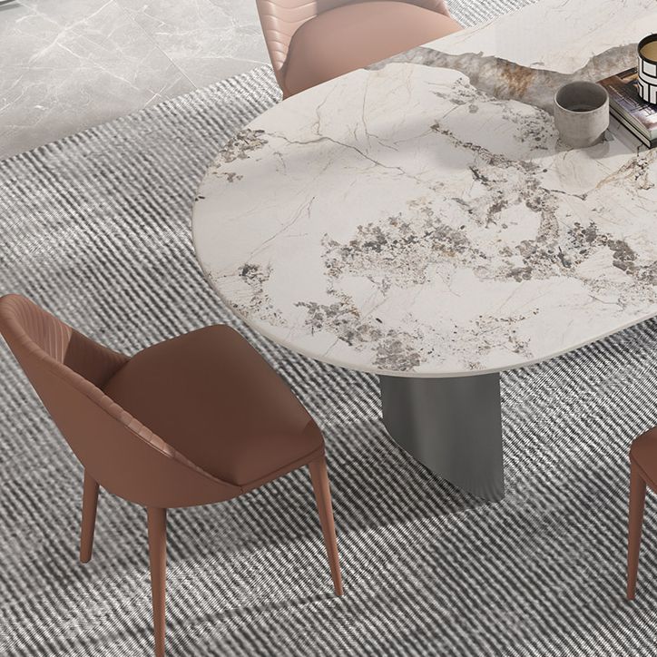 Metal Traditional Luxury Oval Table Sintered Stone Top Table for Dining Room Clearhalo ' dining_table' 'Dining Tables & Seating' 'Dining Tables' 'furn' 'furn_dining_table' 'Furniture' 'furniture_dining_table' 'Kitchen & Dining Furniture' 'kitchen&dining_furn' 'kitchen' 'kitchen_dining_table' 1200x1200_d0664fb5-1956-4c45-a616-b44c0a321a2c