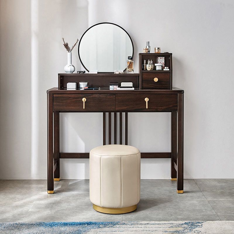 Traditional Rubberwood Bedroom Storage Box 3 Drawers Vanity Table