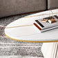 Oval Box Shaped Base Design Slate Table Glam Style Coffee Table