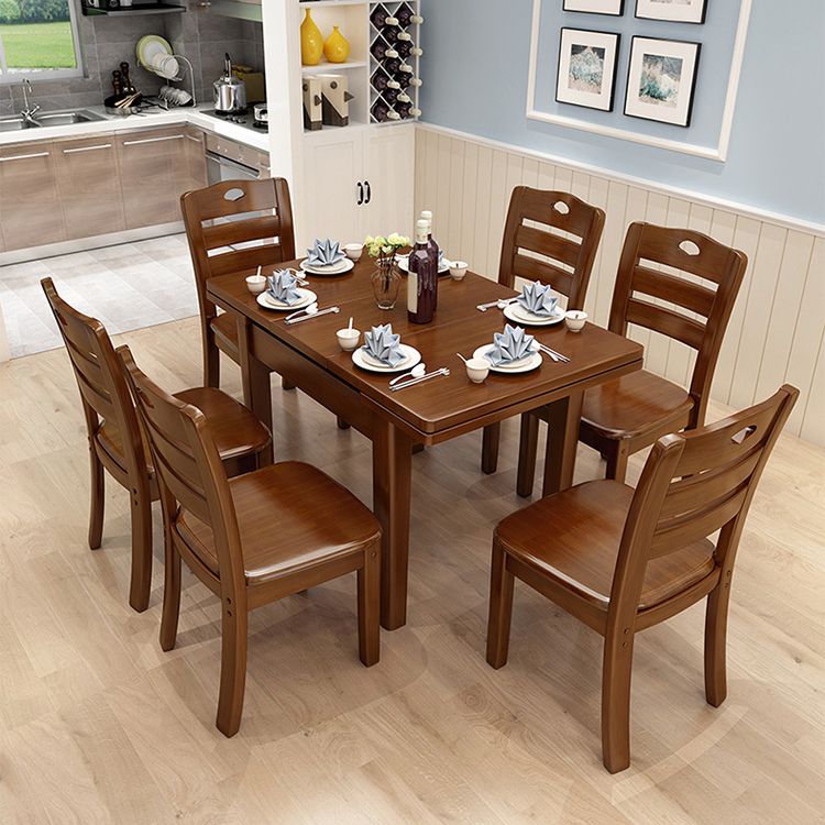 Modern Style Solid Wood Furniture 5/7 Pcs Rectangle Dinette Table with Armless Chair Clearhalo 'Dining Room Sets' 'Dining Tables & Seating' 'dining_room_set' 'furn' 'furn_dining_room_set' 'Furniture' 'Kitchen & Dining Furniture' 1200x1200_d06796b4-f854-4e05-9107-ade0d3fd9bb5