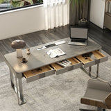 Rechthoek Stone Top Office Desk Modern Style Gray Writing Desk voor kantoor