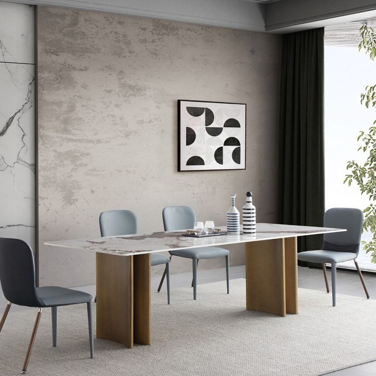 Sintered Stone Dining Table Luxury Style Double Pedestal Base Table for Home Clearhalo ' dining_table' 'Dining Tables & Seating' 'Dining Tables' 'furn' 'furn_dining_table' 'Furniture' 'furniture_dining_table' 'Kitchen & Dining Furniture' 'kitchen&dining_furn' 'kitchen' 'kitchen_dining_table' 1200x1200_d067e5c5-1531-4c5f-8e1a-13a67ae44c95
