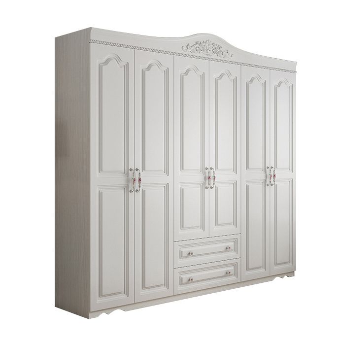 French Country White Storage Cabinet Hinged Door Cabinet with Drawers
