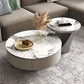 Contemporary  White Coffee Table with Storage Metal Cocktail Table