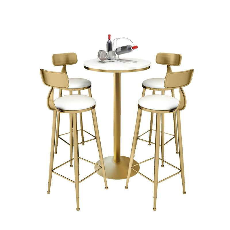 Glam Iron Bar Dining Table Faux Marble Gold Indoor Bistro Table with Single Pedestal Clearhalo 'Bar Furniture' 'Bar Tables' 'bar_tables' 'furn' 'furn_bar_tables' 'Furniture' 'furniture_bar_tables' 'Kitchen & Dining Furniture' 1200x1200_d069693d-ca53-4e65-9f2a-5a8ab15ba60f