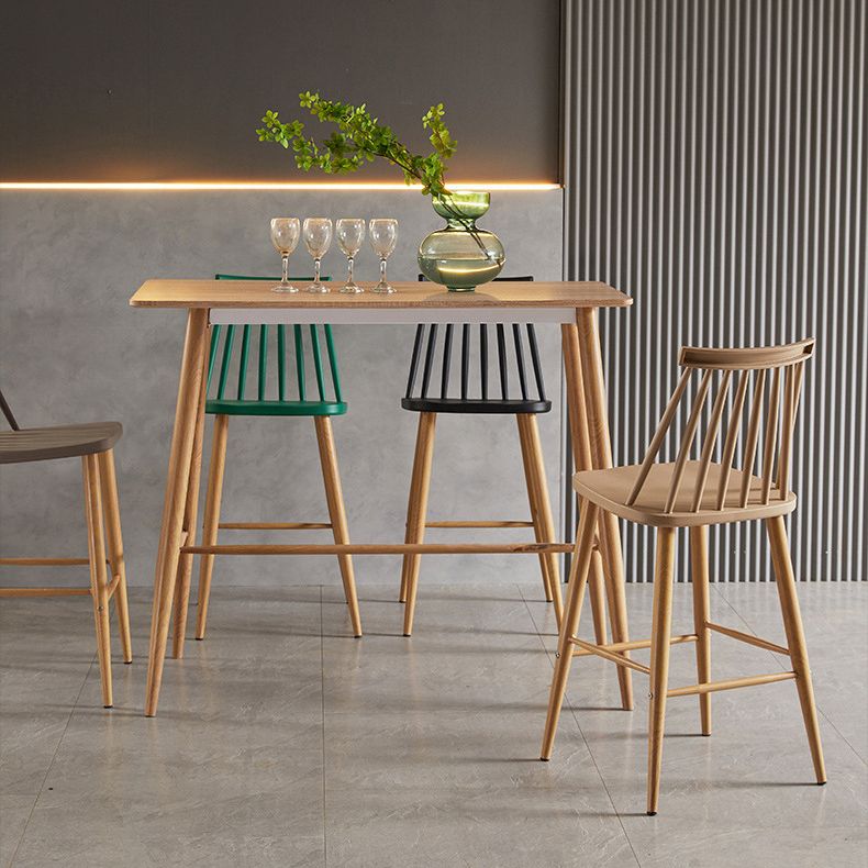 Nordic Plastic Bar-stool Square Seat Counter Bar Stool with Wood Legs Clearhalo 'Bar Furniture' 'Bar Stools' 'bar_stools' 'furn' 'furn_bar_stools' 'Furniture' 'Kitchen & Dining Furniture' 1200x1200_d06a4324-6213-4cb4-976d-c3c6e7bac265